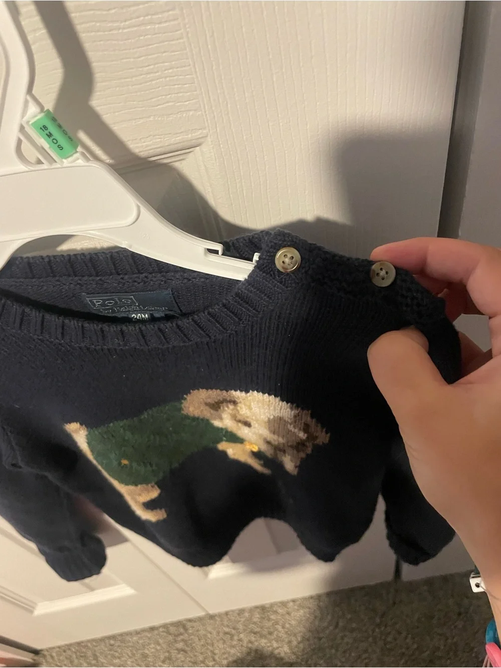 Ralph Lauren Navy Knit Sweater with Puppy Motif